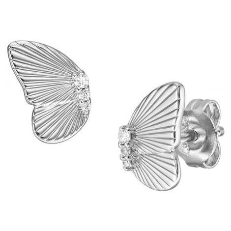 Fossil Slušivé stříbrné náušnice Butterflies s krystaly JFS00621040