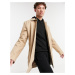 ASOS DESIGN shower resistant single breasted trench coat in stone-Neutral