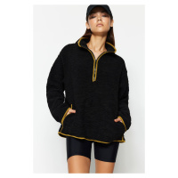 Trendyol Black Plush Knitted Sports Sweatshirt