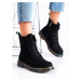 WEIDE BLACK LACE-UP ANKLE BOOTS
