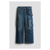 H & M - Wide Leg Cargo Jeans - modrá