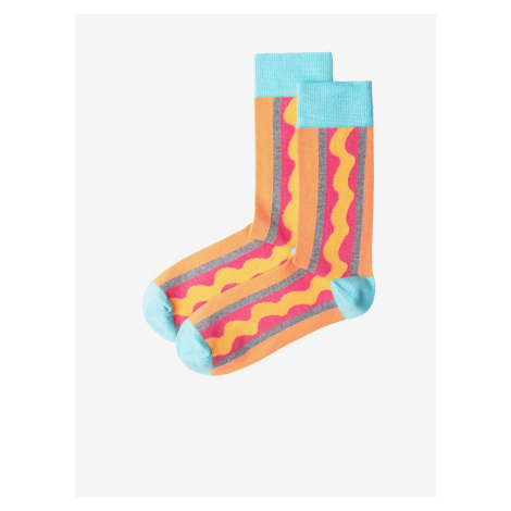 Tyrkysovo-oranžové pánské vzorované ponožky Ombre Clothing