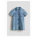 H & M - Džínové košilové šaty áčkového střihu - modrá