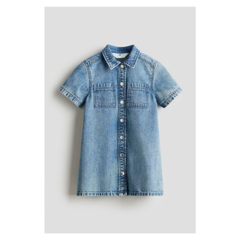 H & M - Džínové košilové šaty áčkového střihu - modrá H&M