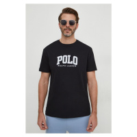 Bavlněné tričko Polo Ralph Lauren černá barva, s potiskem, 710934714