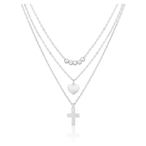 JVD Nadčasový stříbrný trojitý náhrdelník SVLN0384X61BI45
