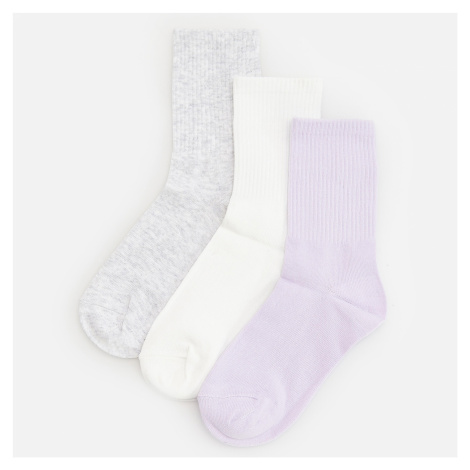 Reserved - Sada 3 párů ponožek s vysokým podílem bavlny - Krémová