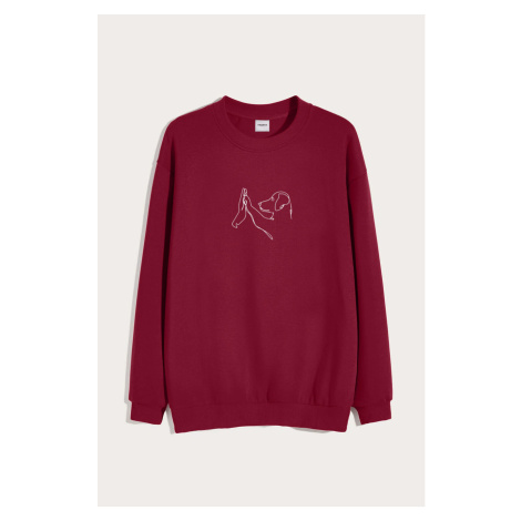 Mikina, Barva Bordó, s Potiskem Dog High Five Hedrix