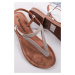 Stříbrné kožené nízké sandály 1-28125
