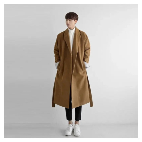 Pánský vlněný kabát – dlouhý, zateplený, korejský styl