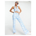 ASOS DESIGN jersey suit kick flare trouser in psychedelic print-Multi
