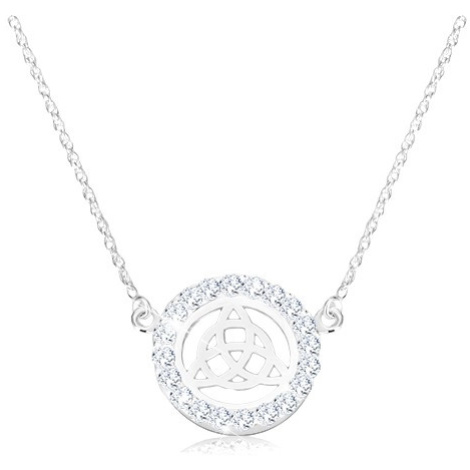 Stříbrný 925 náhrdelník - keltský uzel, zirkony, spirálovitý řetízek Šperky eshop