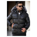 25274 Dewberry Detachable Hooded Mens PU Coat-BLACK