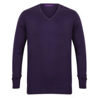 Henbury Pánský lehký svetr do V H720 Purple