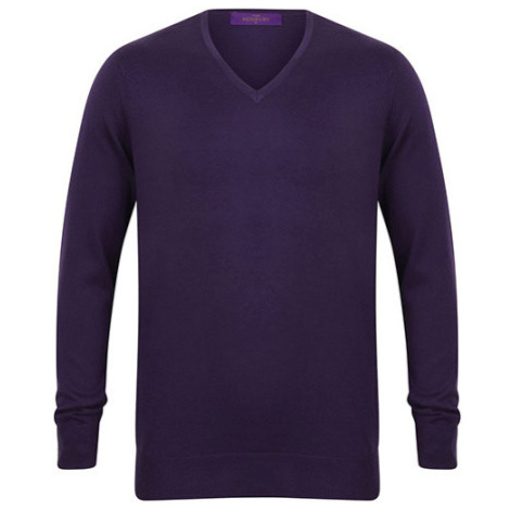 Henbury Pánský lehký svetr do V H720 Purple