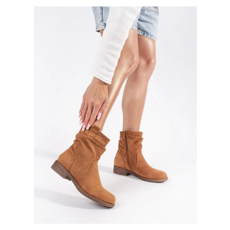 Exkluzívní kotníkové boty hnědé dámské bez podpatku