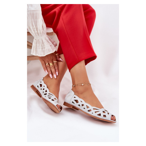 Vzorované baleríny s odkrytými prsty stříbrné Calgis