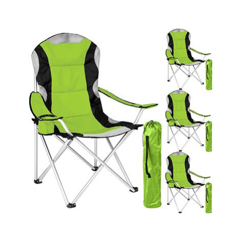 4 Kempingové židle polstrované zelené tectake