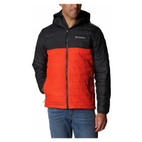 Bunda Columbia Powder Lite™ Hooded Jacket M - červená/tmavě šedá