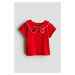 H & M - Žerzejový top's límcem - červená
