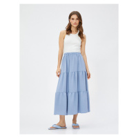 Koton Tiered Midi Skirt with Elastic Waist