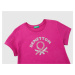 Benetton, T-shirt With Glittery Logo In Organic Cotton