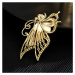 Éternelle Luxusní brož s perlou a zirkony Raula Gold - motýl B7237-LXT0551B Zlatá