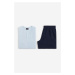 H & M - Pyžamový vršek a šortky - modrá
