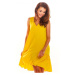 Žluté lichoběžníkové šaty s volánem pro dámy