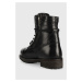 Kožené kotníkové boty Pepe Jeans Melting Combat Warm W dámské, černá barva, na plochém podpatku