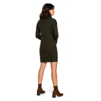 model 18001922 Pletené svetrové šaty s vysokým výstřihem khaki