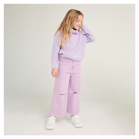 Reserved - Svetr ze strukturované látky s rolákem - Fialová