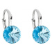 Stříbrné náušnice visací s krystaly Swarovski modré kulaté 31229.3 Aqua