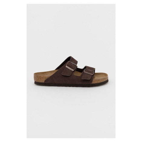 Nubukové pantofle Birkenstock Arizona hnědá barva