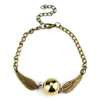 Camerazar Náramek Harry Potter s křídly zlatého práskače, zlatý/stříbrný, šperkařský kov, 19 cm 