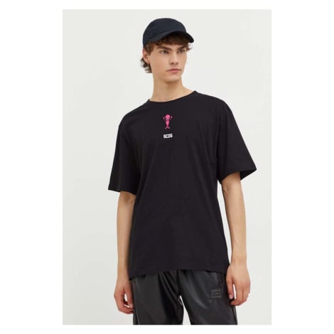 Bavlněné tričko GCDS černá barva, s aplikací