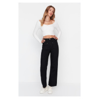 Trendyol Black Pocket Detailed High Waist Wide Leg Jeans