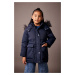 DEFACTO Girl Waterproof Hooded Removable Faux Fur Lined Puffer Jacket