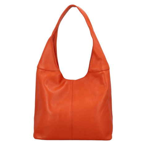 Velká dámská kožená kabelka Hayley, oranžová Delami Vera Pelle
