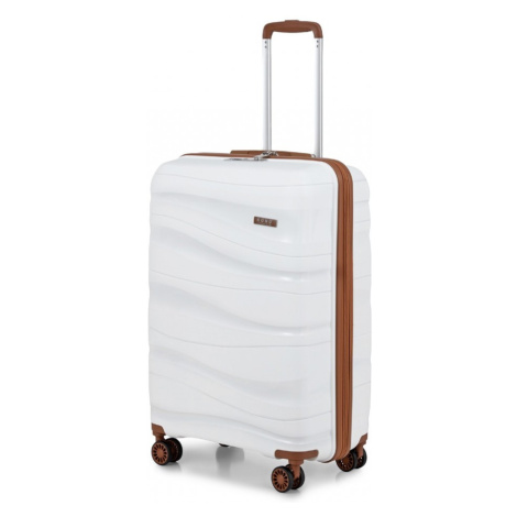 KONO Cestovní kufr na kolečkách s TSA zámkem 39L - béžovo hnědá