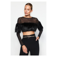 Trendyol Black Feather Detailed Blouse