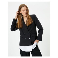 Koton Blazer Jacket Double Breasted Buttoned Pocket Shirt Piece Look