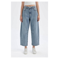 DEFACTO Baggy Fit High Waist Long Jean Washed Trousers