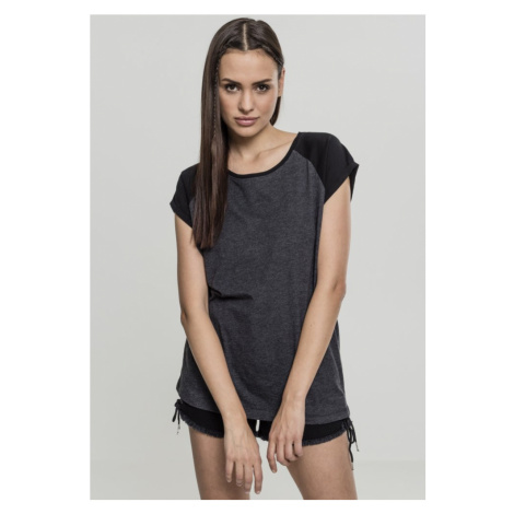 Tričko Urban Classics Ladies Contrast Raglan Tee - charcoal/black