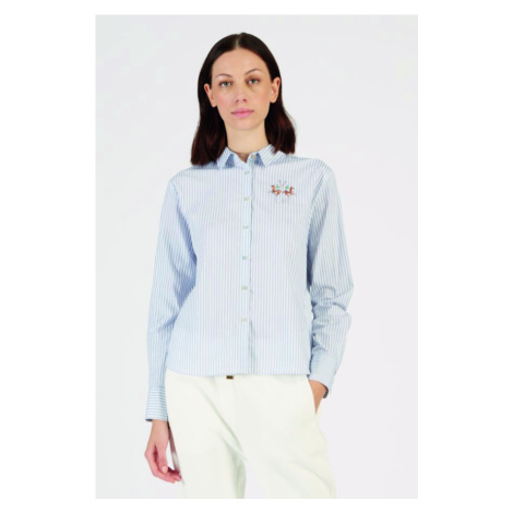 Košile la martina woman shirt l/s striped cotton modrá
