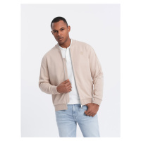 Ombre Men's lightweight bomber jacket with logo lining - light beige