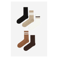 H & M - Balení: 5 párů ponožek - hnědá