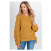 Dámský pletený svetr s mašlemi - horčicová
