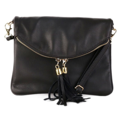 ITALSKÉ Kožená kabelka malá crossbody Italská černá Korzika