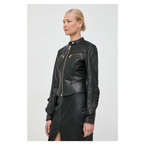 Kožená bunda Pinko dámská, černá barva, přechodná, 102161.A1AS